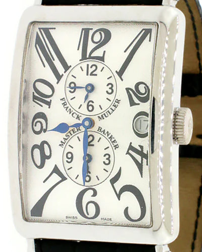 Franck Muller Master Banker 32MM Silver Dial Leather Strap (1200MB)