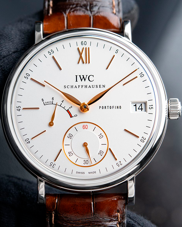 2024 IWC Schaffhausen Portofino Hand-Wound 8 Days 45MM Silver Dial Leather Strap (IW510103)