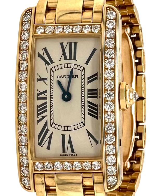 Cartier Tank Américaine 35x19MM Quartz Yellow Gold White Dial Bracelet (2482)