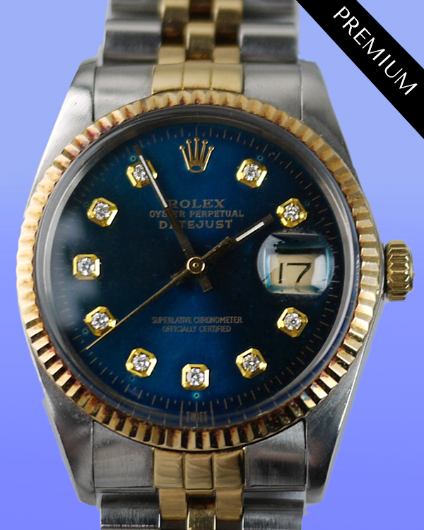 1986 (9.1 Mill. Serial) Rolex Datejust 36MM Aftermarket Blue Dial Two-Tone Jubilee Bracelet (16013)