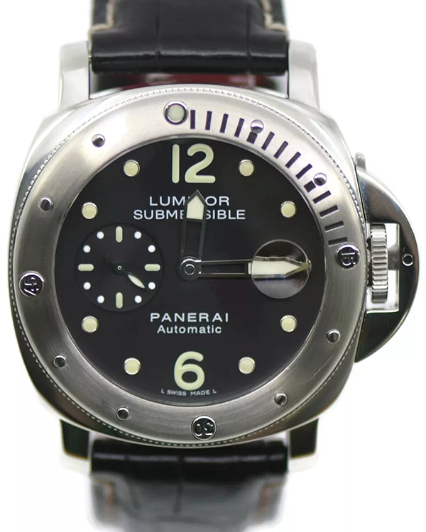 Panerai Luminor Submersible 44MM Black Dial Aftermarket Leather Strap (PAM00024)