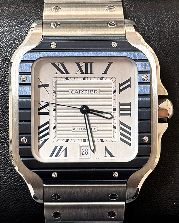 2022 Cartier Santos De Cartier 39.8MM Silver Dial Steel Bracelet (WSSA0047)