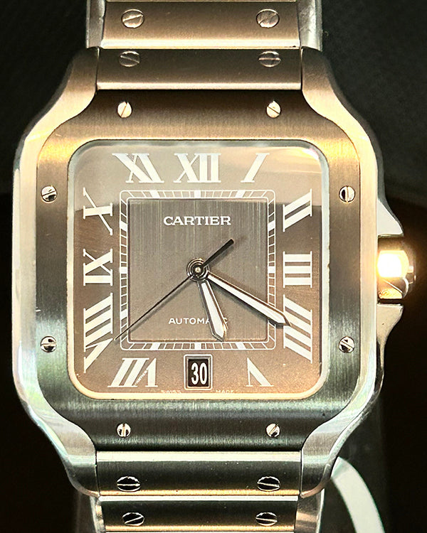 2020 Cartier Santos De Cartier 39.8MM Grey Dial Steel Bracelet (WSSA0037)