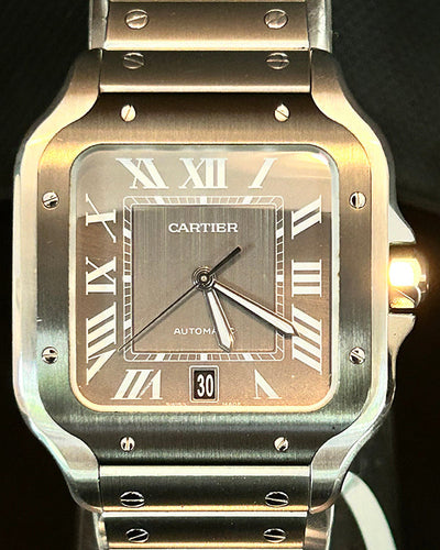 2020 Cartier Santos De Cartier 39.8MM Grey Dial Steel Bracelet (WSSA0037)