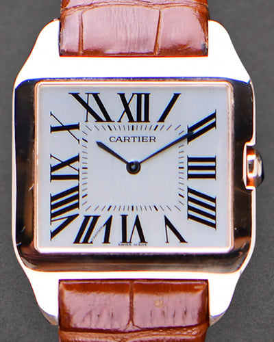 Cartier Santos Dumont 35MM Silver Dial Leather Strap (W2006951)