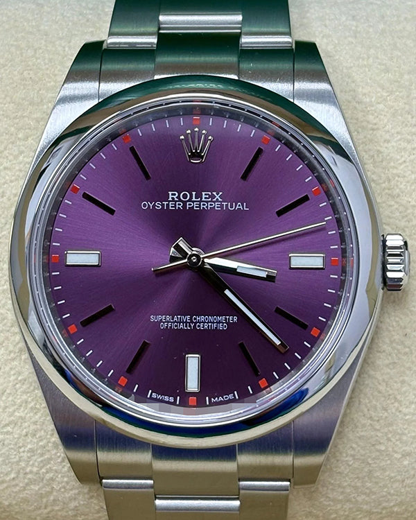 Rolex Oyster Perpetual 39MM Purple Dial Oyster Bracelet (114300)