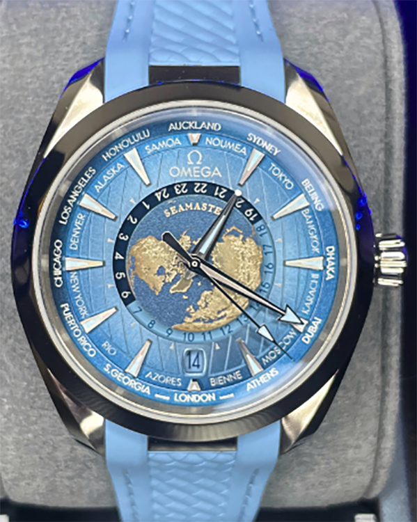 2024 Omega Seamaster Aqua Terra GMT Worldtimer 43MM Blue Dial Rubber Strap (220.12.43.22.03.002)