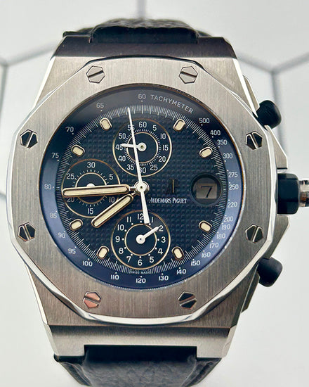 Audemars Piguet Royal Oak Offshore Chronograph 42MM Blue Dial Leather Strap (25770ST)