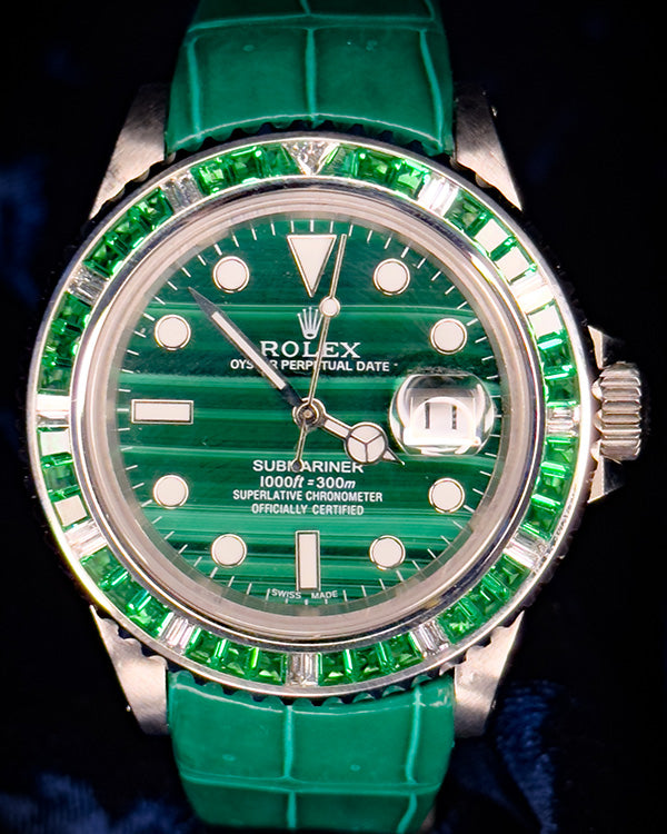 No Reserve - 1993 Rolex Submariner Date 40MM Aftermarket Malachite Dial Leather Strap (16610)