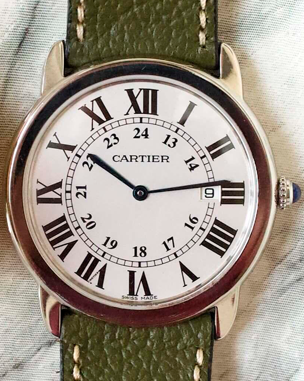 Cartier Ronde De Cartier 36MM Quartz Silver Dial Aftermarket Leather Strap (W6700255)