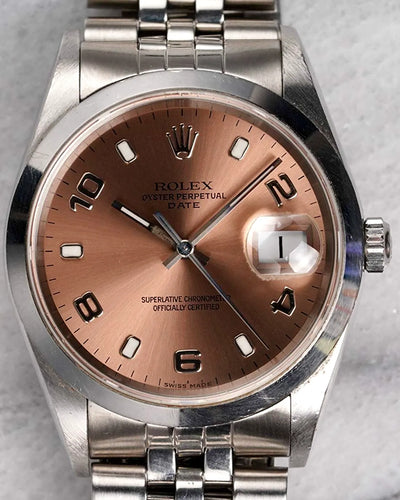 Rolex Oyster Perpetual Date 34MM Salmon Dial Jubilee Bracelet (15200)