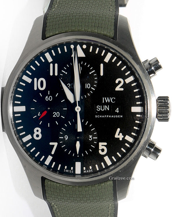 IWC Schaffhausen Pilot Chronograph 43MM Black Dial Rubber Strap (IW377709)