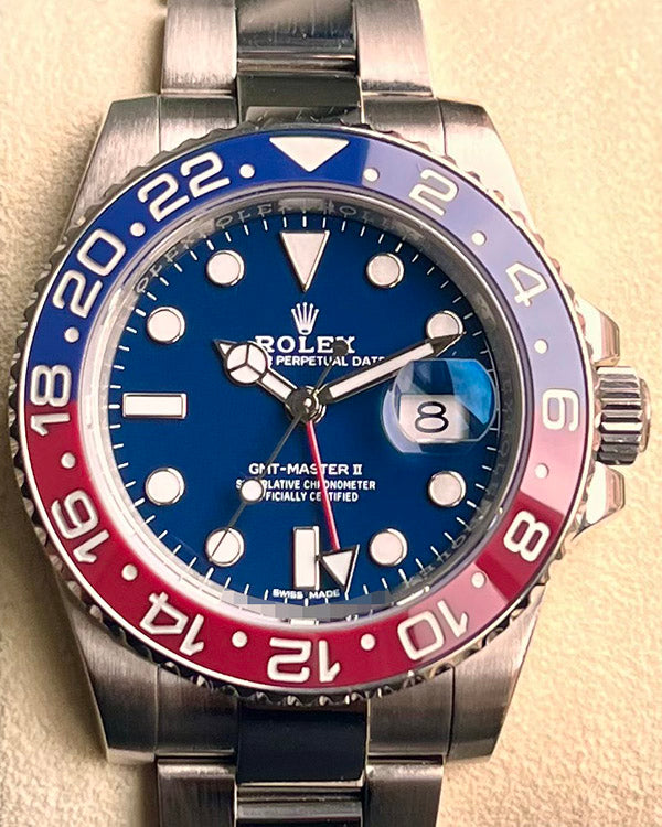 2017 Rolex GMT-Master II "Pepsi" 40MM Service Blue Dial White Gold Bracelet (116719BLRO)