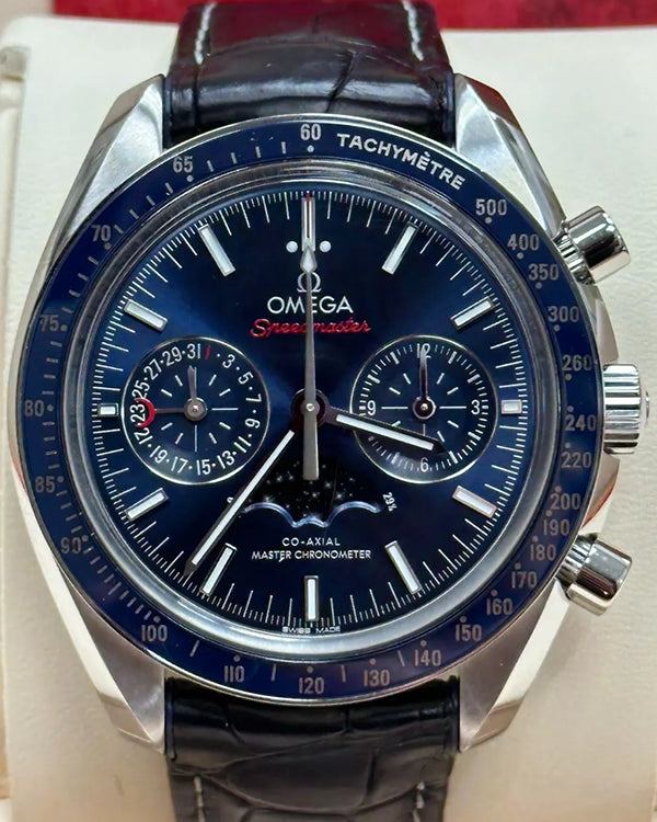 2020 Omega Speedmaster Moonphase Moonwatch 44.25MM Blue Dial Leather Strap (304.33.44.52.03.001)