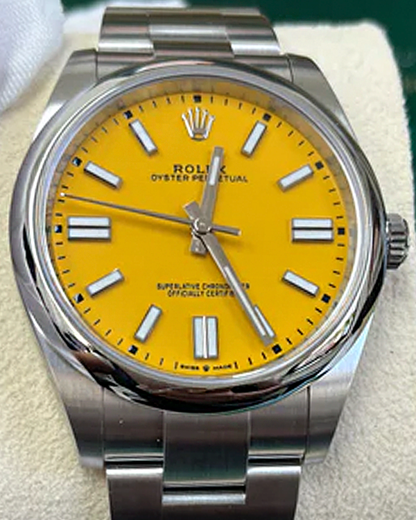 Rolex Oyster Perpetual 41MM Yellow Dial Oyster Bracelet (124300)