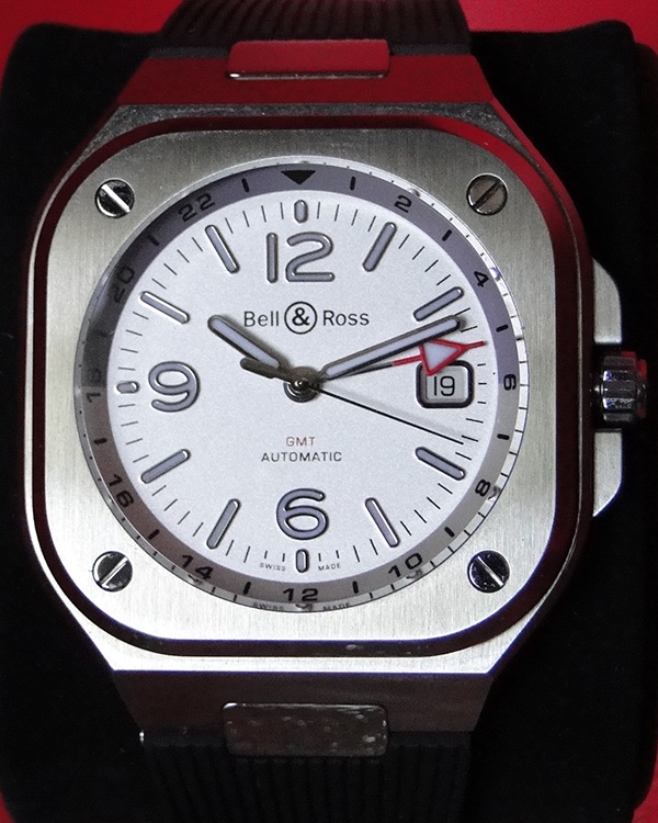 Bell & Ross BR 05 GMT 41MM White Dial Rubber Strap (BR05G-SI-ST/SRB)