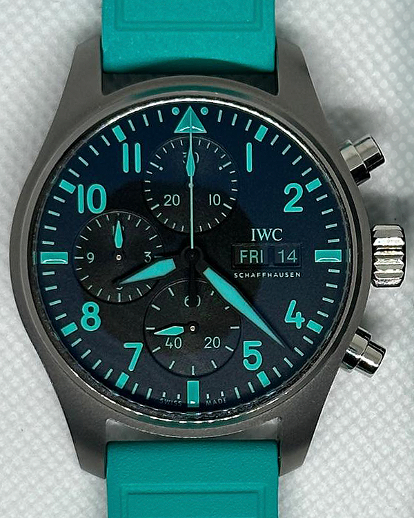 2023 IWC Schaffhausen Pilot Chronograph "Mercedes AMG Petronas F1" 41MM Black Dial Rubber Strap (IW388108)