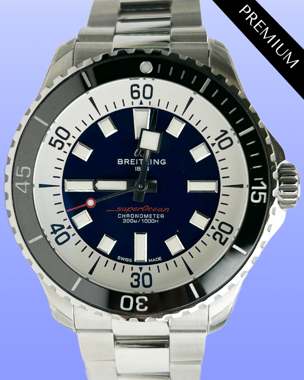 No Reserve - 2023 Breitling Superocean 44MM Blue Dial Steel Bracelet (A17376)