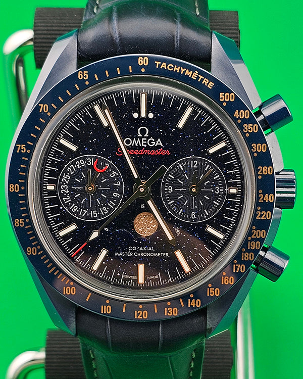 2021 Omega Speedmaster Moonphase "Blue Side Of The Moon" 44.25MM Blue Dial Leather Strap (304.93.44.52.03.002)