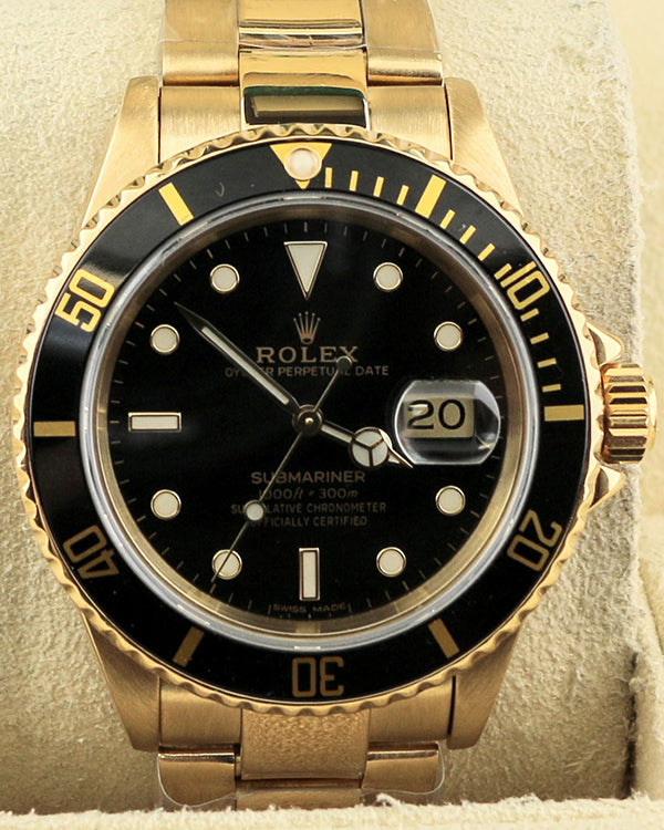 1991 (N Serial) Rolex Submariner Date 40MM Black Dial Yellow-Gold Oyster Bracelet (16618)