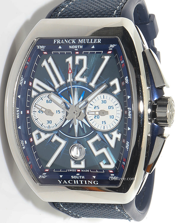 Franck Muller Vanguard 45MM Blue Dial Rubber/Leather Strap (V45CCDT)