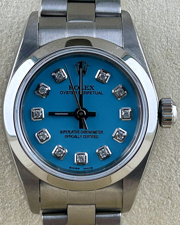 Rolex Oyster Perpetual 24MM Aftermarket Tiffany Blue Dial Oyster Bracelet (76080)