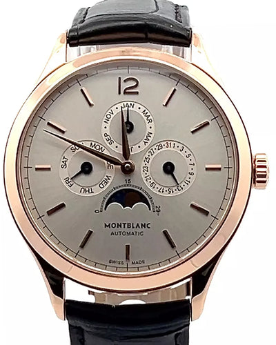 Montblanc Heritage Chronometrie Moonphase 40MM Silver Dial Leather Strap (7352)