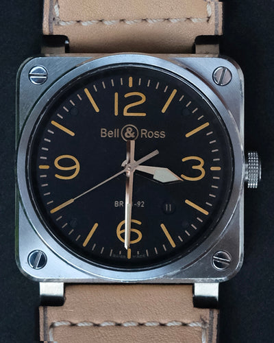 Bell & Ross BR-03 Golden Heritage 42MM Black Dial Leather Strap (BR0392-GH-ST/SCA)