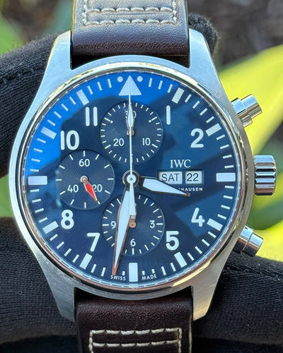 2021 IWC Schaffhausen Pilot Chronograph "Le Petit Prince" 43MM Blue Dial Leather Strap (IW377714)