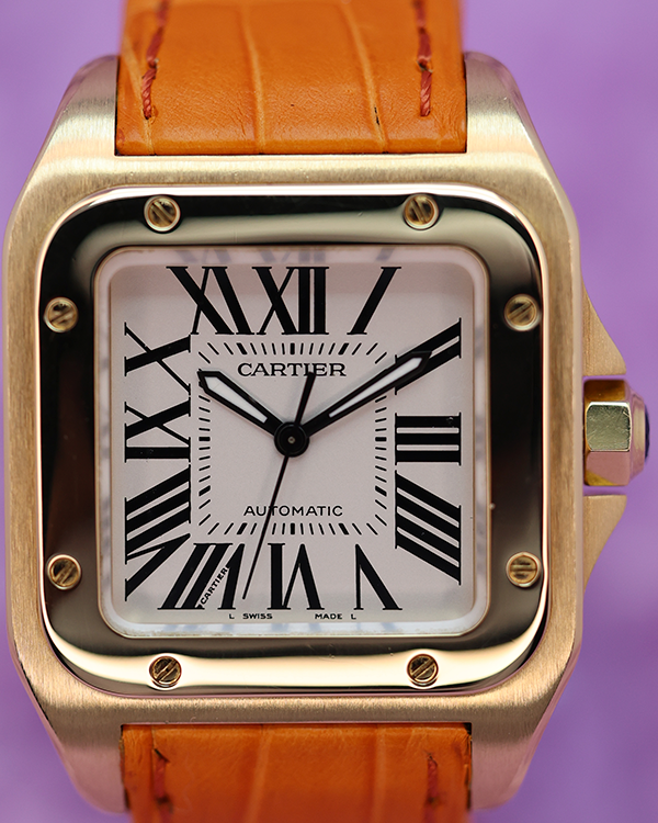 2014 Cartier Santos 100 33MM White Dial Leather Strap (W20108Y1)