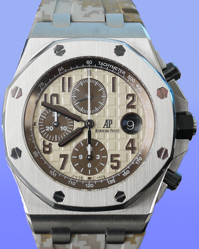 Audemars Piguet Royal Oak Offshore Chronograph 42MM Ivory Dial Rubber Strap (26470ST)