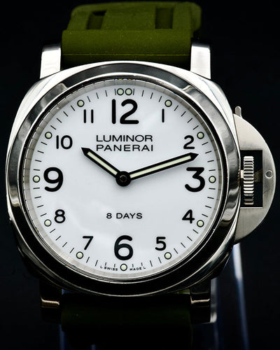 2014 Panerai Luminor Base 8 Days 44MM White Dial Aftermarket Rubber Strap (PAM00561)