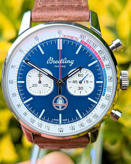 Breitling Top Time "Shelby Cobra" 40MM Blue Dial Leather Strap (A41315)