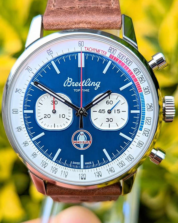 Breitling Top Time "Shelby Cobra" 40MM Blue Dial Leather Strap (A41315)