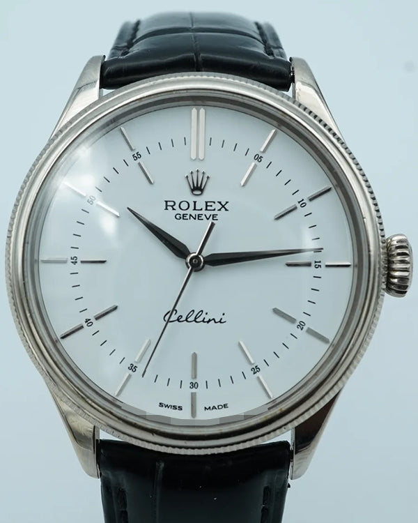 2019 Rolex Cellini Time 39MM White Dial Leather Strap (50509)