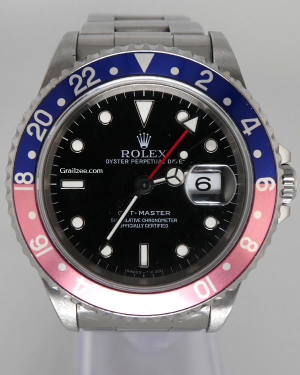 1996 (T Serial) Rolex GMT-Master "Faded Pepsi" 40MM Black Dial Steel Bracelet (16700)