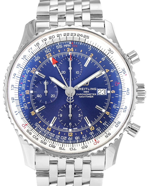 2020 Breitling Navitimer World GMT 46MM Blue Dial Leather Strap (A24322)