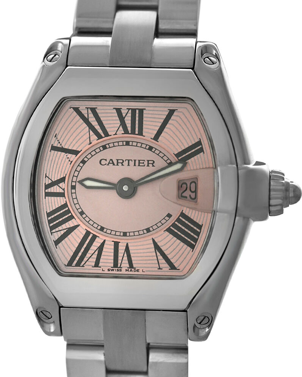 Cartier Roadster De Cartier 30MM Quartz Pink Dial Steel Bracelet (W62017V3)