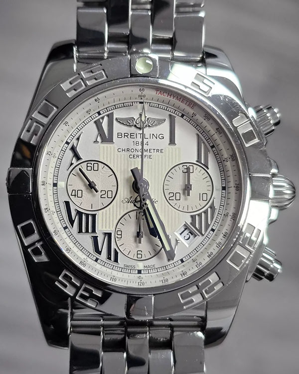 2012 Breitling Chronomat 44MM White Dial Steel Bracelet (AB0110)