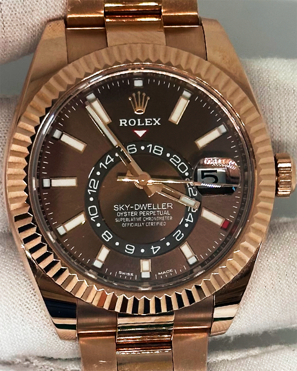 2020 Rolex Sky-Dweller 42MM Chocolate Dial Rose Gold Oyster Bracelet (326935)