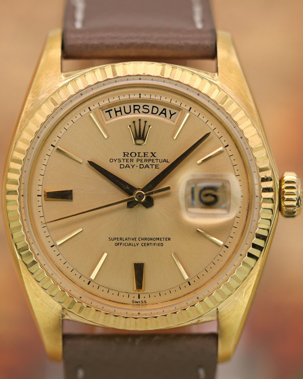 Rolex Day-Date 36MM Champagne Dial Aftermarket Leather Strap (1803)