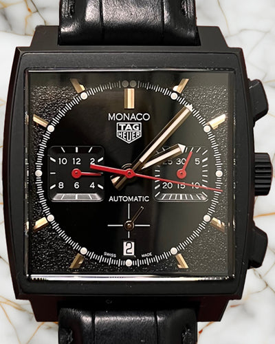 2022 TAG Heuer Monaco "Dark Lord" S.E. 39MM Black Dial Leather Strap (CBL2180.FC6497)