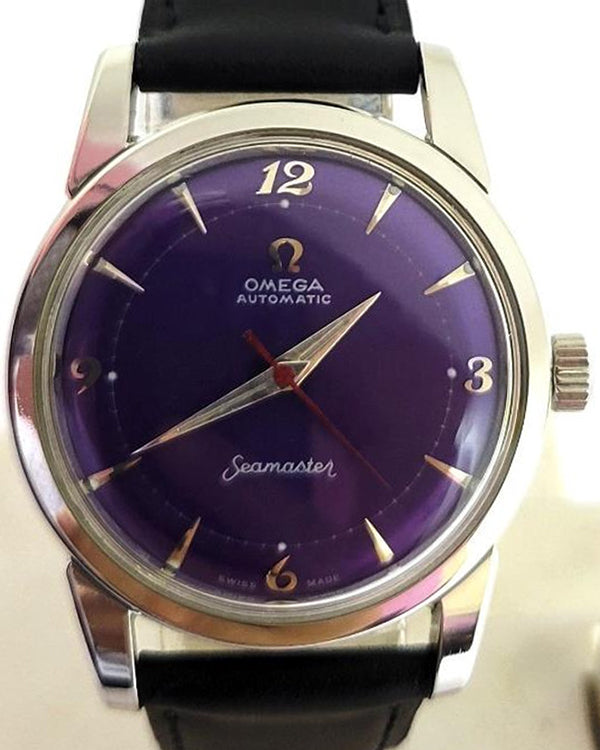 Omega Seamaster 34MM Purple Dial Aftermarket Leather Strap (2846-1 SC)