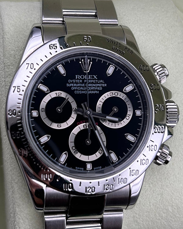 Rolex Cosmograph Daytona 40MM Black Dial Steel Bracelet (116520)