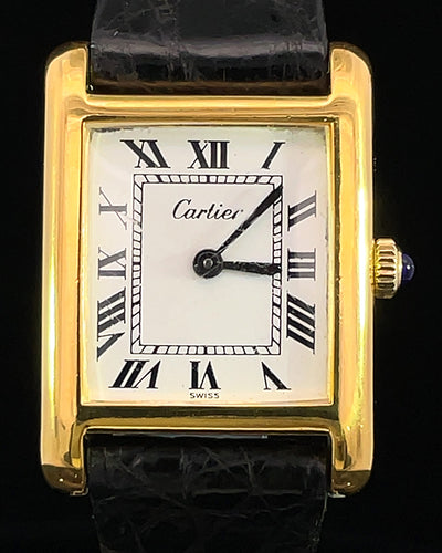 Cartier Tank De Cartier 20MM White Dial Leather Strap (9315)