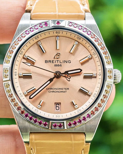 2021 Breitling Chronomat 36MM Champagne Dial Leather Strap (A10380611A1P1)