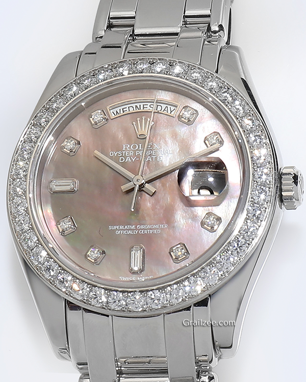 2000 (K-Serial) Rolex Day-Date 39MM Mother Of Pearl Dial Pearlmaster Platinum Bracelet  (18946)