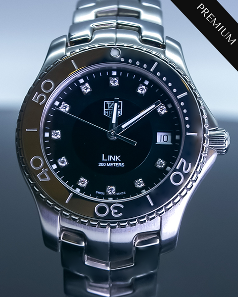No Reserve - Tag Heuer Link Quartz Factory Diamonds Steel Black No Reserve - Tag Heuer Link Quartz Factory Diamonds Steel Black