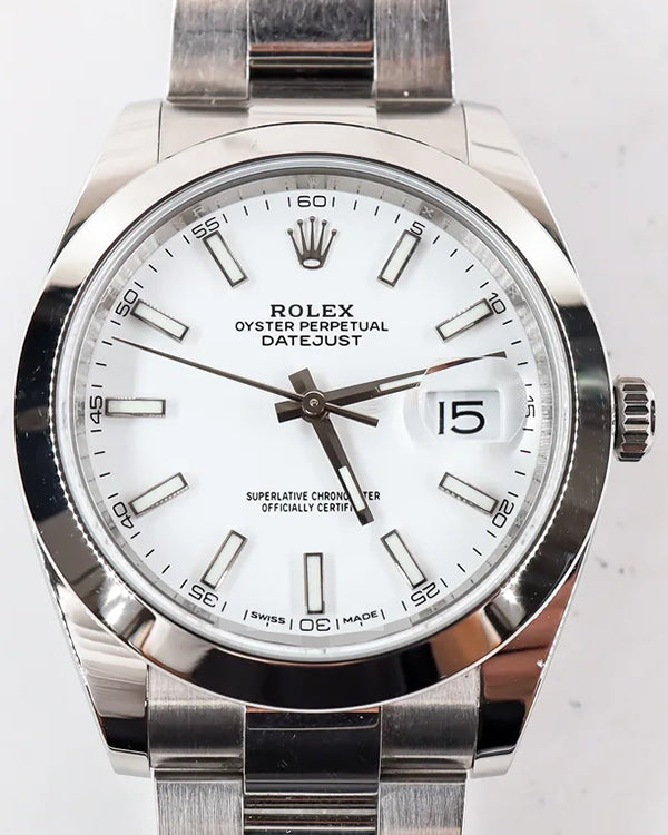 Rolex Datejust 41MM White Dial Oyster Bracelet (126300)