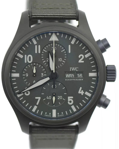 2024 IWC Schaffhausen Pilot Top Gun "Woodland" 44.5MM Green Dial Rubber/Textile Strap (IW389106)